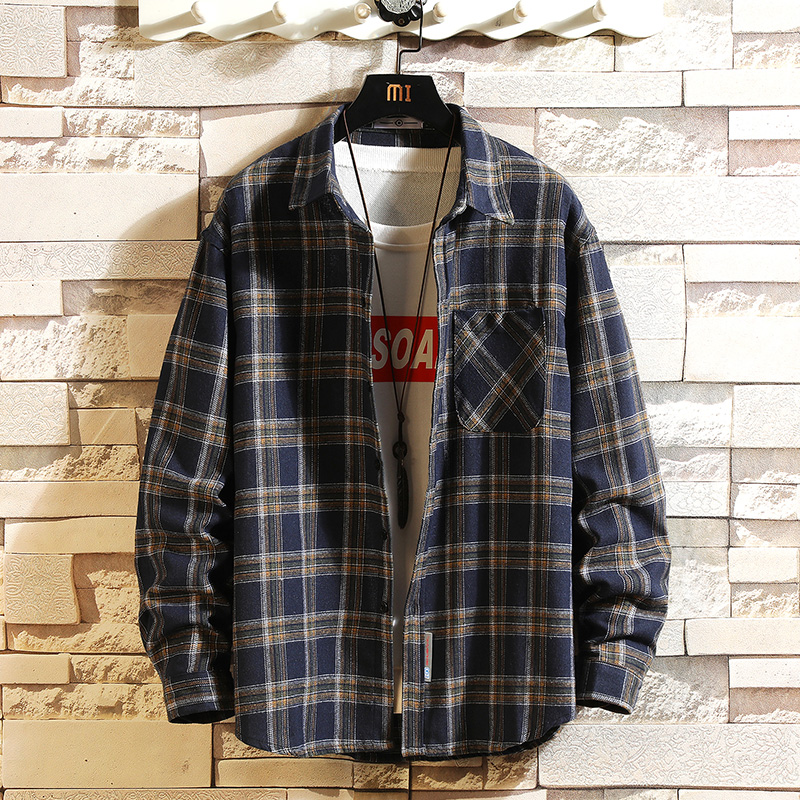 Japanese brick wall hanging shot Long Sleeve Shirt Men's loose casual shirt