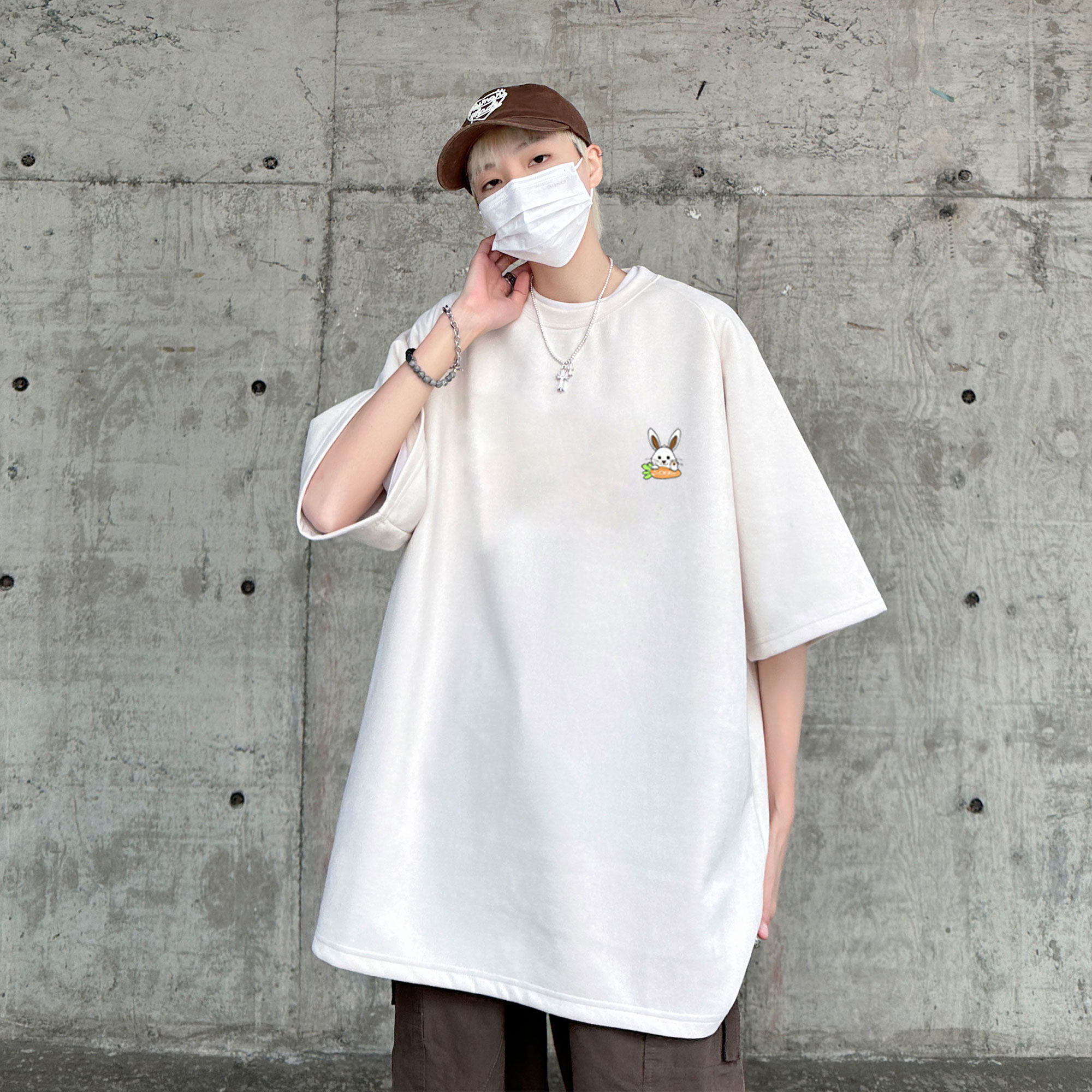 夏季大码休闲潮流美式麂皮绒字母印花短袖T恤T3460-P22【特价】,男装T恤,电商A007