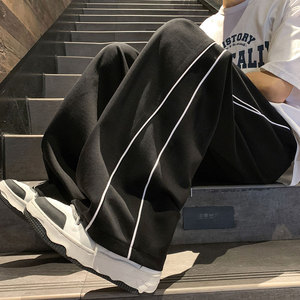 春季休闲裤男酷炫发光条运动宽松情侣直筒裤K8458-P36【特价】图片