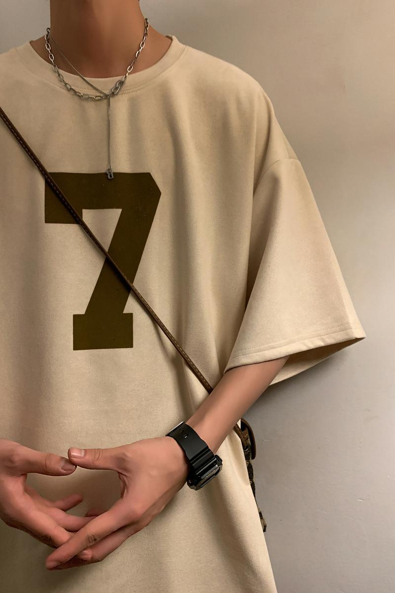 夏季潮流大码美式休闲麂皮绒植绒印花短袖T恤T3366-P25【特价】,男装T恤,电商A007
