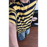 港风条纹短袖T恤潮牌夏季大码休闲男款号T9104P30【特价】，男装T恤，电商A007