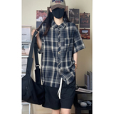 韩版潮流复古格子大码翻领短袖衬衫内搭外套DC2223-P26【特价】，男装衬衫，电商A007