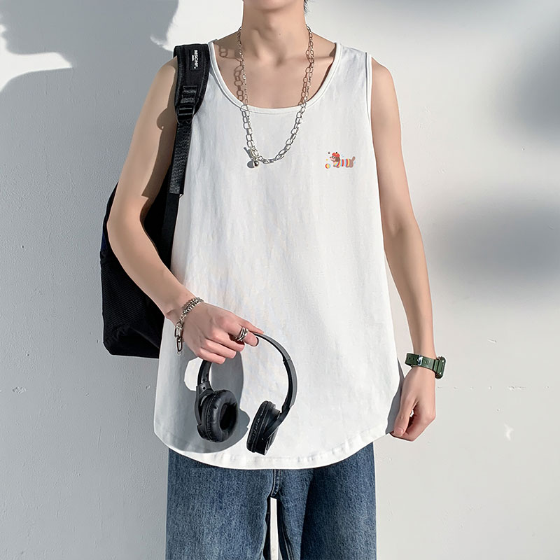 港风运动风大码圆领印花男背心舒适休闲夏季潮B3966-P18【特价】,男装背心/马甲,电商A007