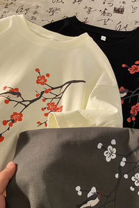 风新中式梅花240克双纱精梳棉半袖短袖T恤T3514-P25【特价】图片