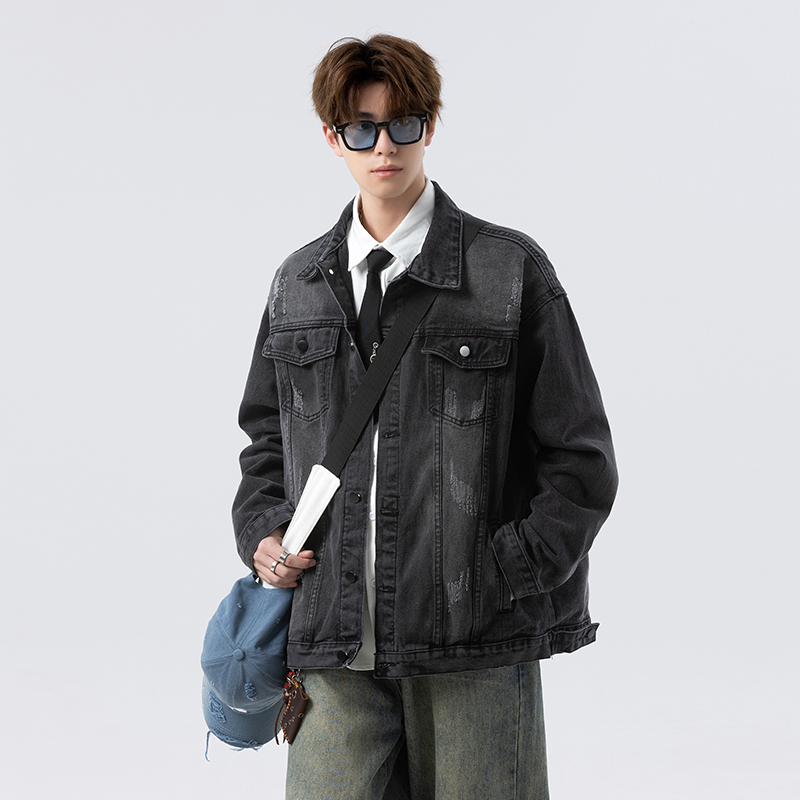 休闲大码复古潮流立体剪裁做旧牛仔外套夹克J5182-P68【特价】，男装工装外套，电商A007