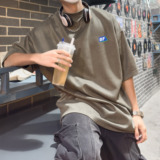 踩标大码夏季潮流美式圆领麂皮绒短袖T恤T3386P23【特价】，男装T恤，电商A007