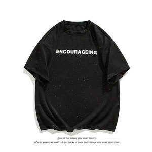 夏季重磅金属软胶印花满天星空亮片半袖短袖T恤T3550-P26【特价】图片