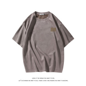 夏季大码休闲潮流美式麂皮绒字母印花短袖T恤T3462-P22【特价】图片