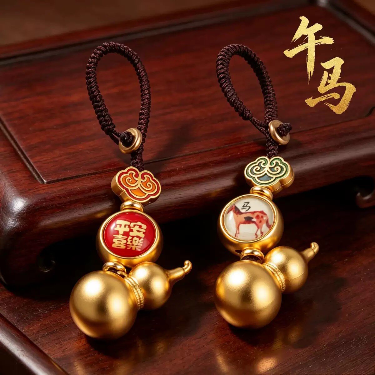 金葫芦钥匙扣双面十二生肖属相祥云纹挂饰包包手机挂件百家姓挂件