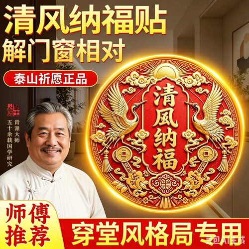 【老傅推荐】门和窗相对清风纳福贴直径8CM窗户门窗装饰贴纸