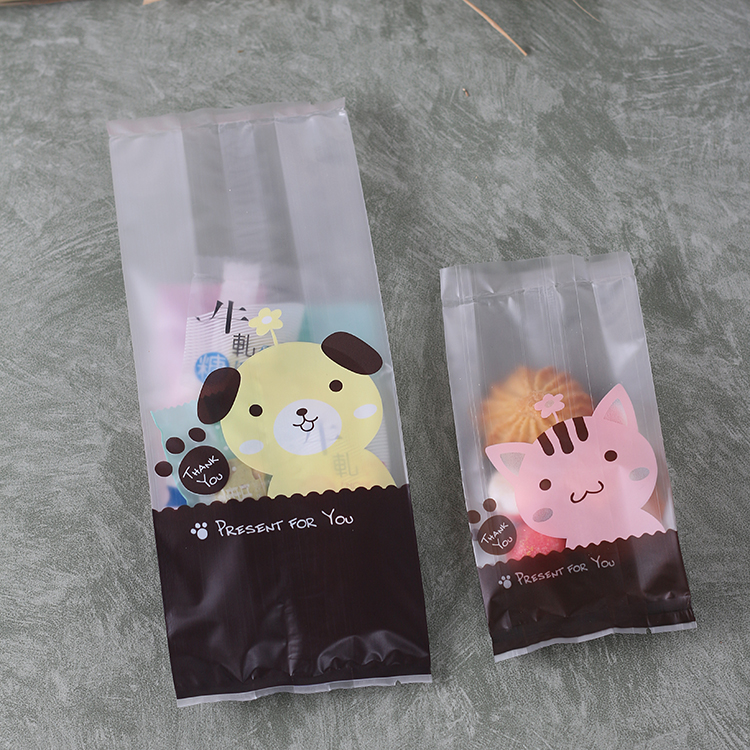 包邮烘焙包装小狗小猫Pressent月饼干袋蛋黄酥面包点心糖果袋50只