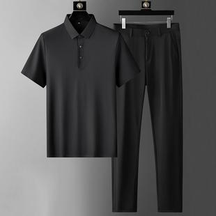 t恤polo衫 新款 潮流爸爸短袖 子 长裤 男士 休闲运动套装 2025夏季