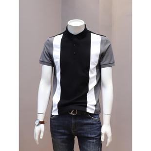上衣男士 新款 韩版 时尚 潮牌夏季 撞色拼接休闲短袖 半袖 修身 polo衫