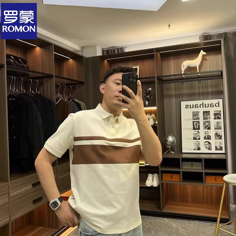 专柜同款polo衫男短袖夏季2024新款潮流拼色翻领条纹半袖T恤