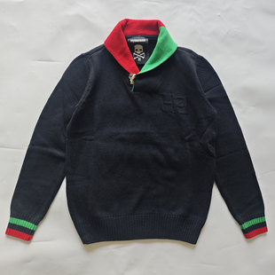 HYDROGEN男士针织衫毛衣拼色领口撞色袖口设计撞色领男款保暖