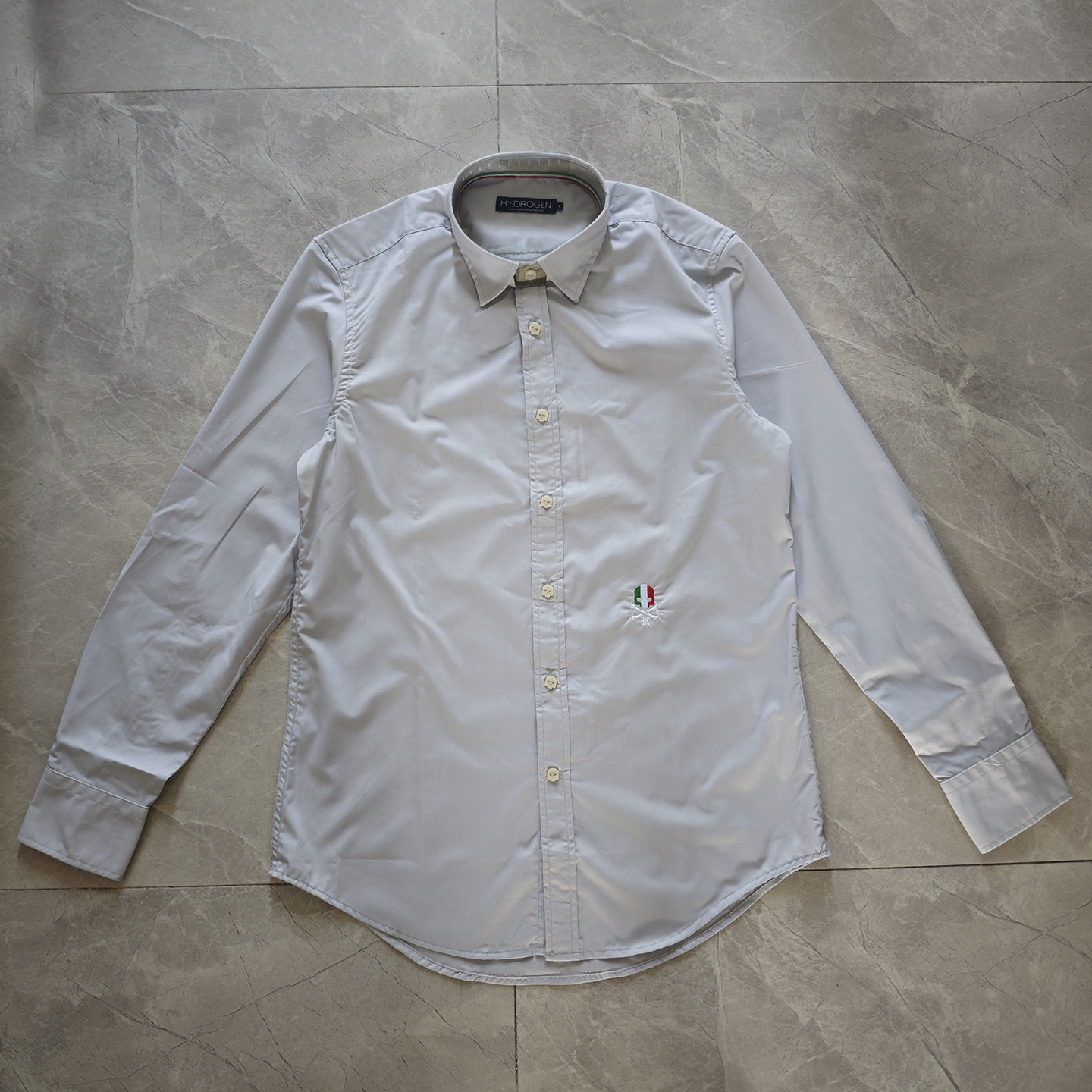 HYDROGEN正品男装衬衣春秋款刺绣骷髅头刺绣长袖衬衫休闲时尚纯色