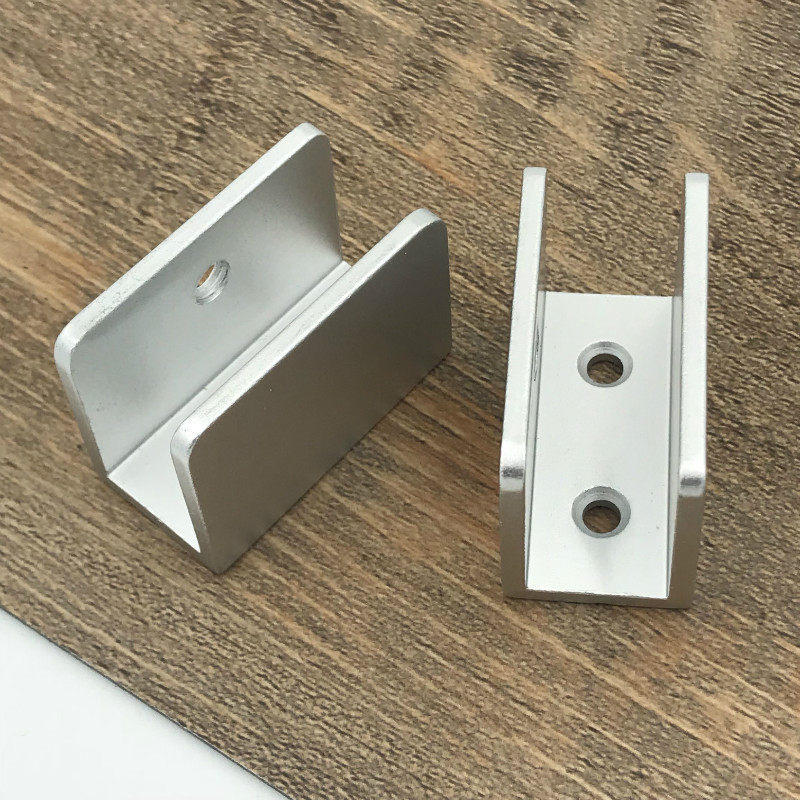 小资生活铝合金玻璃夹方形层板固定置物架托一副两支装