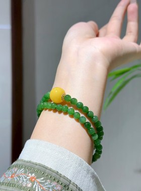 和田玉碧玉圆珠手链项链多用途