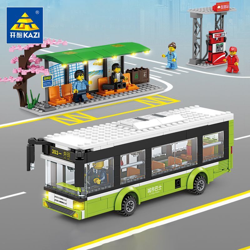 开智城市巴士益智拼装积木模型