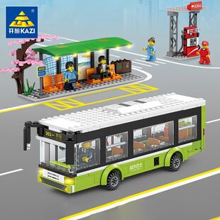 开智公交车城市汽车巴士拼装积木模型儿童益智力玩具6岁生日礼物