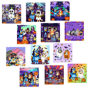 跨境万圣节派对卡通可爱布鲁伊玻璃贴片卡通狗狗动画软磁冰箱贴