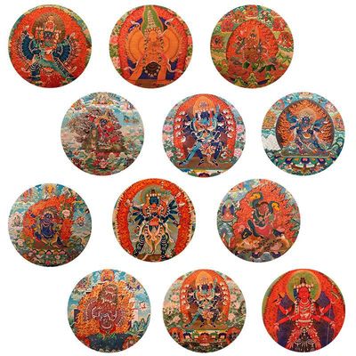 复古藏族文化大威德金刚唐卡玻璃贴片民族瑰宝软磁冰箱贴家居装饰