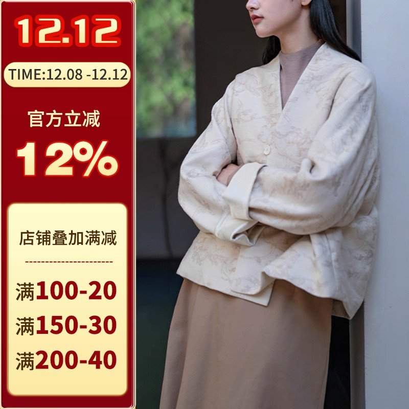 沪小鹿纸样新中式提花立领外套