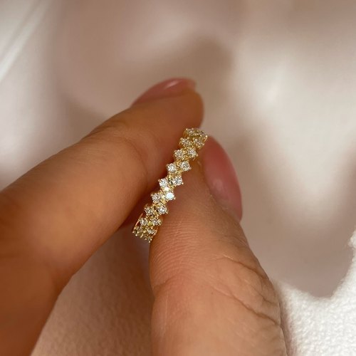 九十一篇双层天然钻石排戒18K