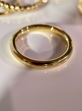 九十一篇18K黄金实心圆环戒指