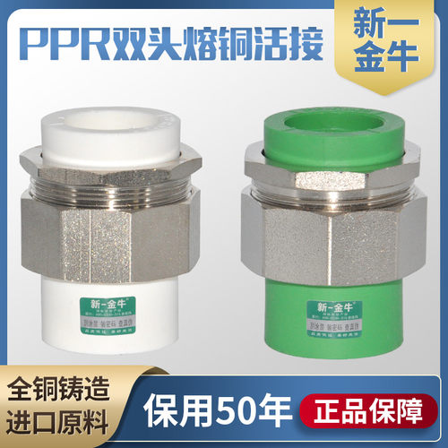 新一金牛ppr双头熔铜活接4分6分