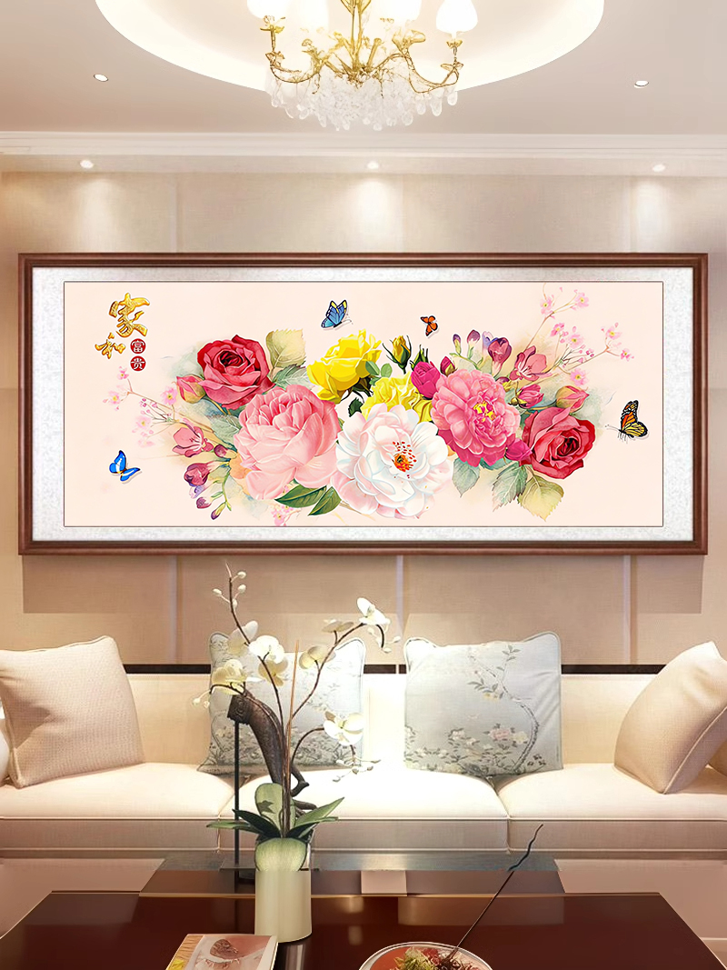 新款简约现代家和富贵钻石画牡丹花开客厅5D满钻贴钻十字绣砖石绣