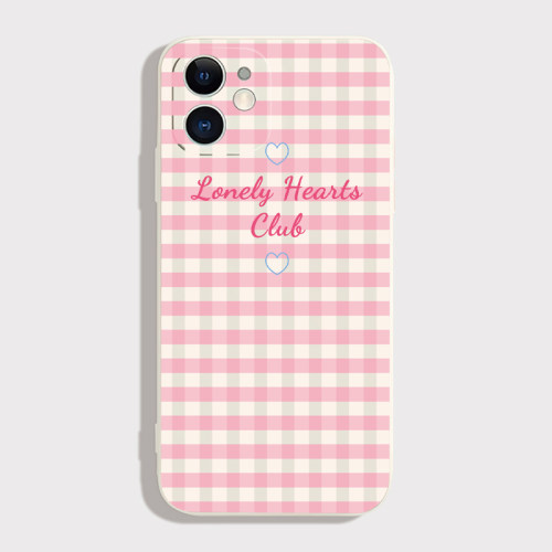 春色满园~粉色格子iPhone14promax苹果12/11迷你xs/x小米13适用oppoR17红米K50/K30手机壳华为p60女款vivoX80