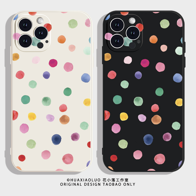 七彩波点~iPhone Air苹果17promax新款16pro小米15华为mate70女生pura80适用14硅胶oppofindx8S一加13手机壳+