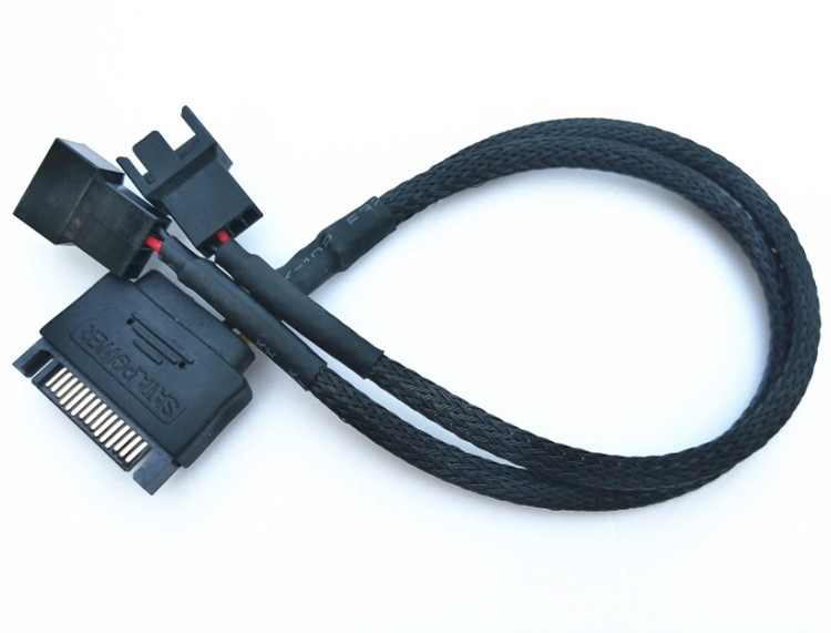 电源SATA插头转2个小4P风扇转接线 3针4针风扇接电源