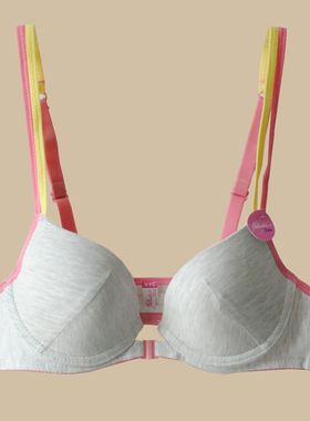 70AA75AA欧美少女钢圈文胸小胸平胸内衣前扣纯棉光面夏季薄款防滑