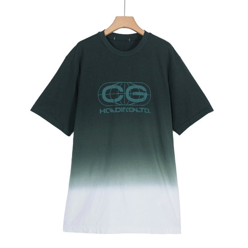 摩系列剪标男装夏季新款时尚字母印花短袖渐变T恤CB01TEE009/3-26