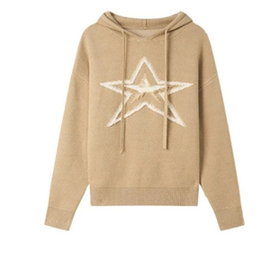 语 乐 五角星拼色绣花连帽套头落肩袖 30203 268 毛衣 专柜价689