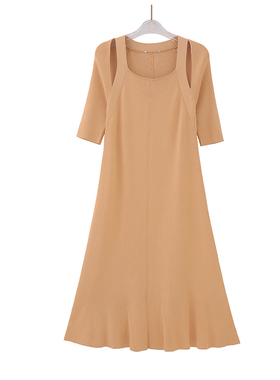 柜1299【ED系列】解构露肩假两件针织连衣裙 RST06/N--