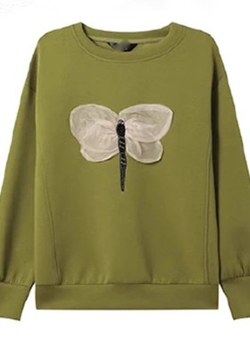 专柜价739【语】休闲蝴蝶结装饰立体撞色圆领长袖卫衣10084/天-12