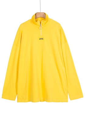 摩系列剪标男装秋季新款拉链半开领宽松长袖T恤CAI3TEE007/3-108