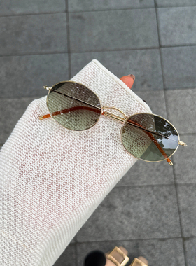 防紫外线小椭圆复古女尼龙片墨镜