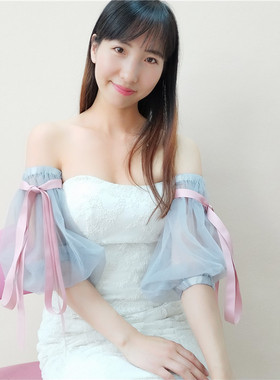 凯蒂新娘抹胸婚纱礼服遮胳膊群