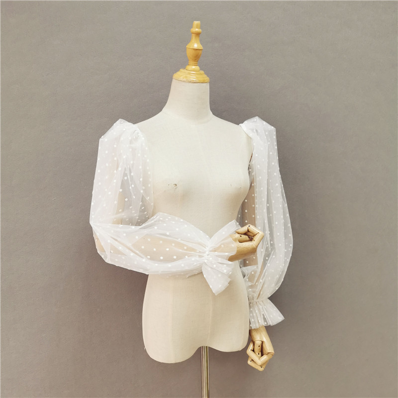 凯蒂可拆袖波点小清新遮手臂礼服