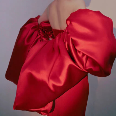 轻奢高定黑色抹胸晚礼服配饰披肩手袖小众高级拍写真模特主持披肩