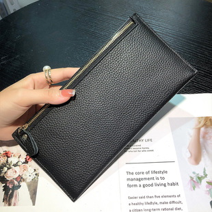真皮长款钱包女头层牛皮薄钱夹多卡位卡包简约休闲拉链女士手机包
