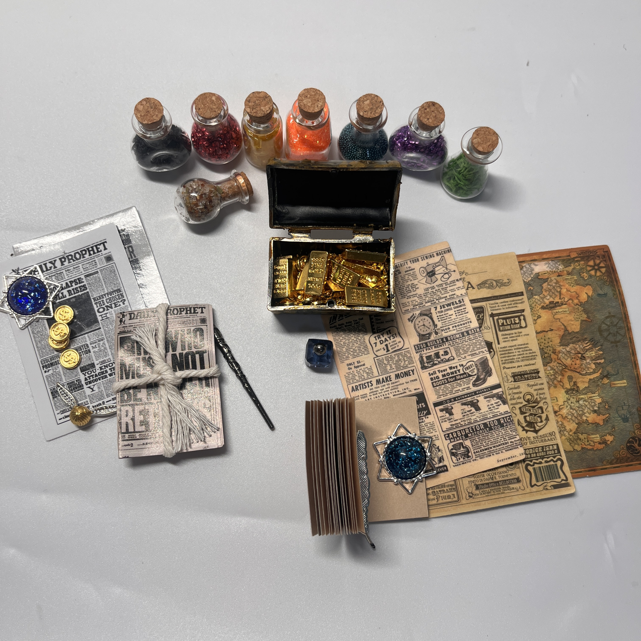 12分娃娃屋复古场景微缩哈利波特魔法法杖魔药盲盒拍照配件模型