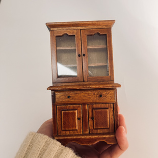 12分娃娃屋微缩模型娃屋迷你卧室家具模型工艺品欧式木书柜子模型