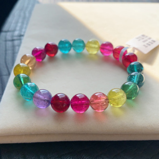 妖精色标天然高品质碧玺手串手链女巴西阿富汗彩虹糖果单圈送礼物