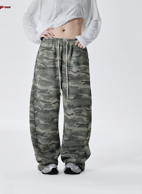 cyrm街舞潮牌迷彩长裤春秋复古做旧嘻哈运动裤宽松显瘦跳舞爵士裤