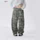 宽松显瘦跳舞爵士裤 cyrm街舞潮牌迷彩长裤 春秋复古做旧嘻哈运动裤
